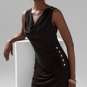 White House Black Market Asymmetrical Black Dress